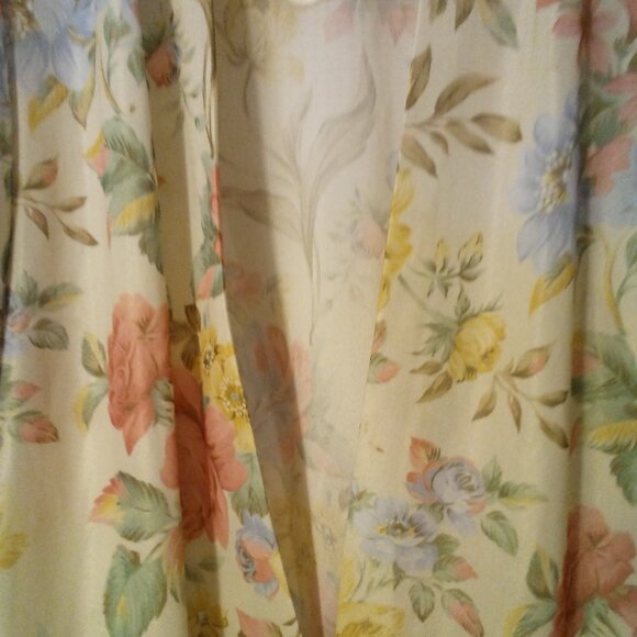 LL Martin Open Front Blouse 16W Simi Sheer Half Sleeve Floral Cream Pink Green - Picture 9 of 15
